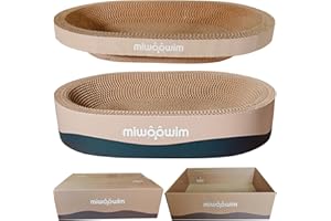 MIWOOWIM 3PSC Cat Scratcher Cardboard, Oval Cat Scratch Pad Bowl Nest for Indoor Cats, Round Cat Scratching Board Corrugated Lounge Cat Bed, Furniture Protector for Couch