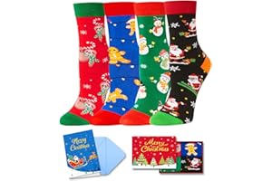 HAPPYPOP Christmas Socks for Kids - Funny Holiday Socks Xmas Gifts for Boys Girls 4 Pack