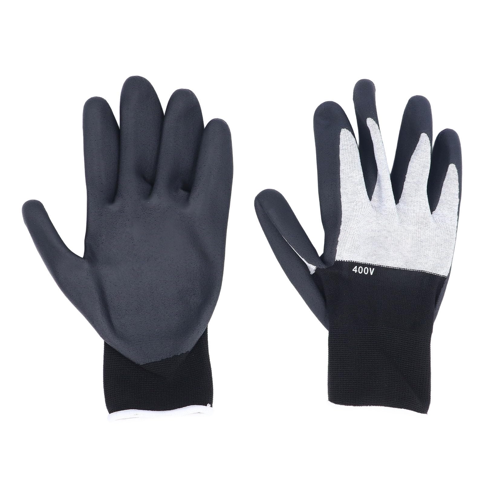 SENECESLI Electrical Insulated Gloves, 400V High Voltage Resistant Flame Retardant Rubber Work Gloves, Non Slip Insulated Electrician Gloves for Maintenance, L