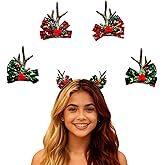 2 Pairs Christmas Reindeer Hair Clips, Gold Reindeer Antler Hair Accessories, Xmas Hair Barrettes for Girls, Xmas Hair Accessories for Christmas Party