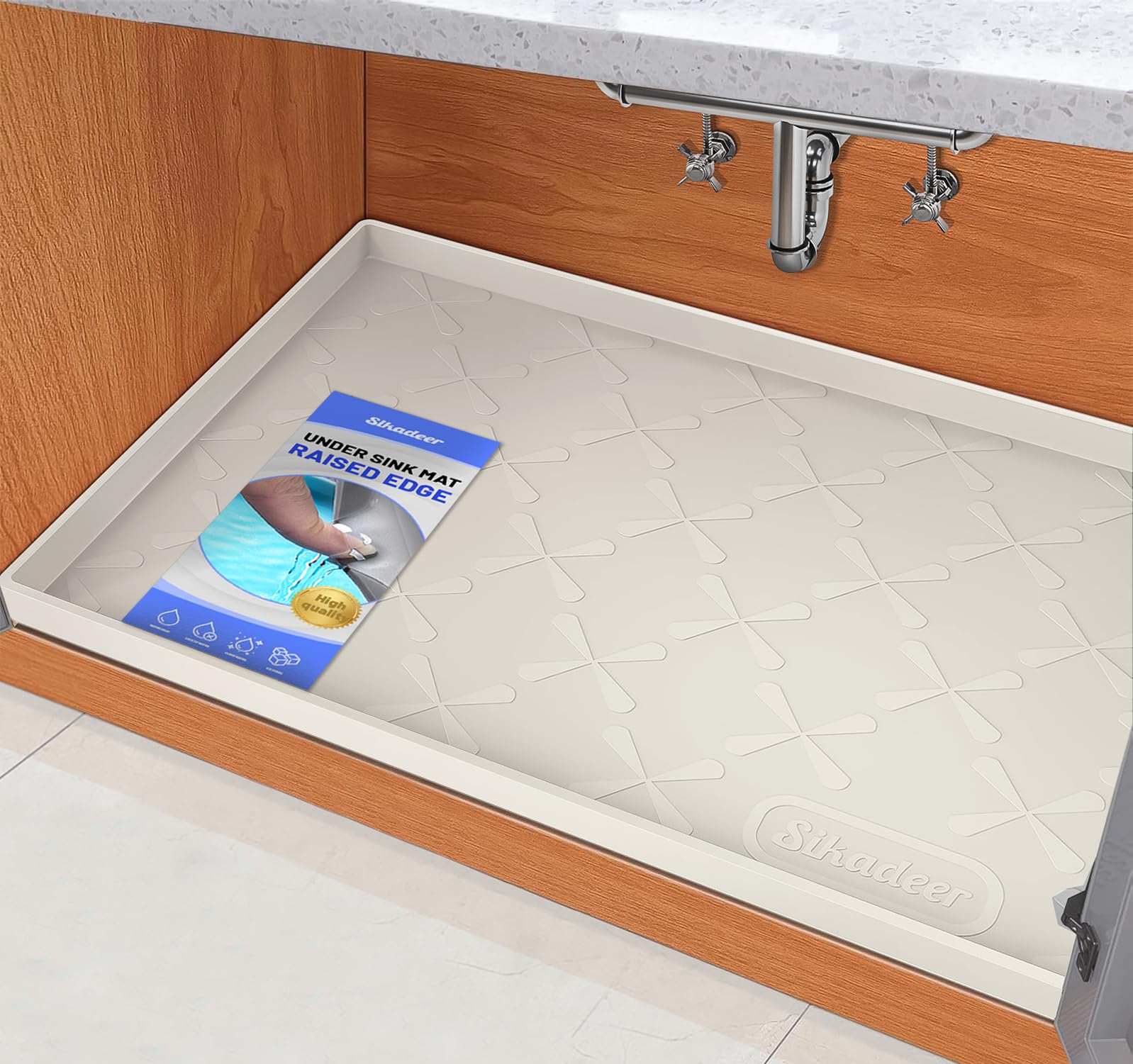 Photo 1 of SIKADEER 25" x 19" Under Sink Mat Waterproof, Silicone Mat Kitchen Drawer Shelf and Cabinet Liner, Sink Protector for Kitchen Organizers and Storage, Boot Tray Pet Food Mats