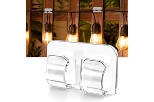 CHENYAOAI Hooks for Outdoor String Lights Clips, 20Pcs Wall Clips for Hanging Lights and Cables, Outdoor Light Clips with Waterproof Adhesive Strips, Outside Clear Cord Holders, Sticky Clip