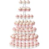 Large 7 Tier Cupcake Stand for 100 Cupcakes, Clear Round Cupcake Stands, Acrylic Wedding Cupcake Tower Stand, Cupcake Display Stand for Dessert Table, Cupcake Tier Stands