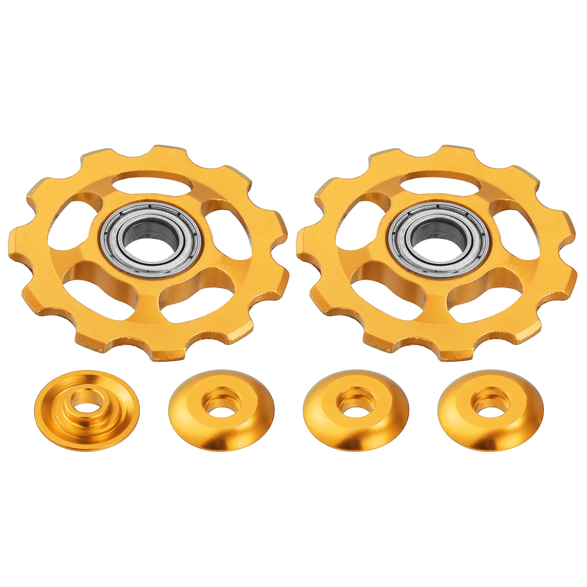 X AUTOHAUX Bike Rear Derailleur Pulley Accessories Gold Tone 2 Pcs