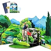 Coralogo Golf Pop up Cards with Envelope - 3D Golf Birthday Cards with Blank Note for Husband Men Son Dad Grandpa Boss Coworkers Friend, Gifts for Father's Day Anniversary Retirement All Occasion
