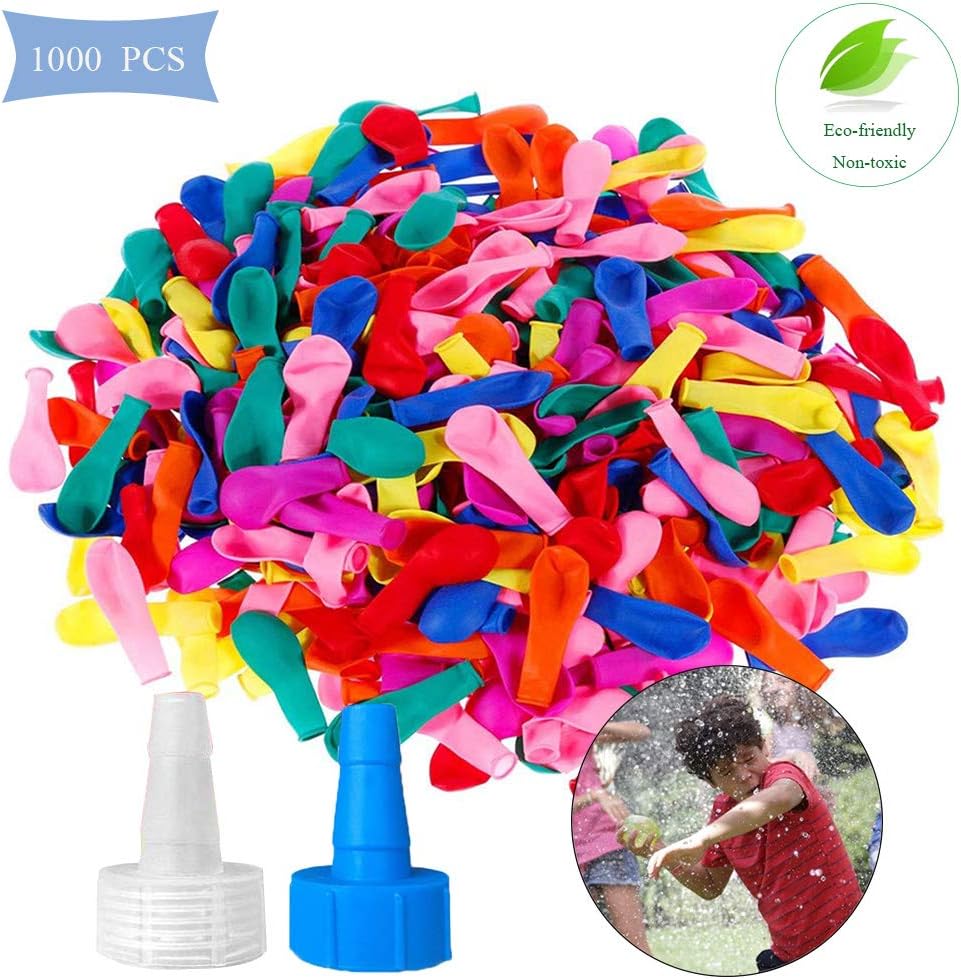 WELLXUNK 1000 PCS Water Balloons, Biodegradable Multicoloured Latex