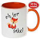 Unique Oh For Fox Sake Coffee Mug with Optional Personalized Name! The Cutest, Funniest, and Perfect Gift for Anyone! Available in 11oz or 15oz! (11oz, No Personalization)