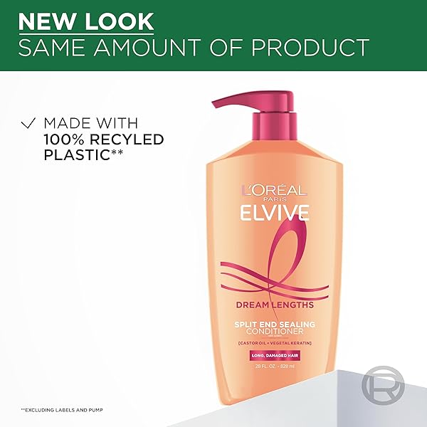 L’OREAL PARIS ELVIVE DREAM LENGTHS SUPER DETANGLING CONDITIONER WITH FINE CASTOR OIL AND VITAMINS B3 AND B5 FOR LONG, DAMAGED HAIR, INSTANTLY DETANGLES TO REDUCE BREAKAGE WITH SYSTEM, 28 FL OUNCE