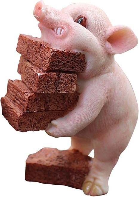 Amazon Co Jp Tonntyann 豚 置物 動物 マイクロ景観 樹脂オブジェ 室内の飾り おもちゃ ガーデンオーナメント 庭 オブジェ 置物 鉢植え 飾り物 おしゃれ インテリア雑貨 レンガを運ぶブタ ホーム キッチン