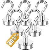 DIYMAG Magnetic Hooks, 30lbs 6pcs Cruise Cabin Essentials Heavy Duty N52 | Strong Neodymium Rare Earth Magnets, for Kitchen, Classroom, Beach, Cruise Cabins, Refrigerator, Hanging Key Clothes Wall Hat
