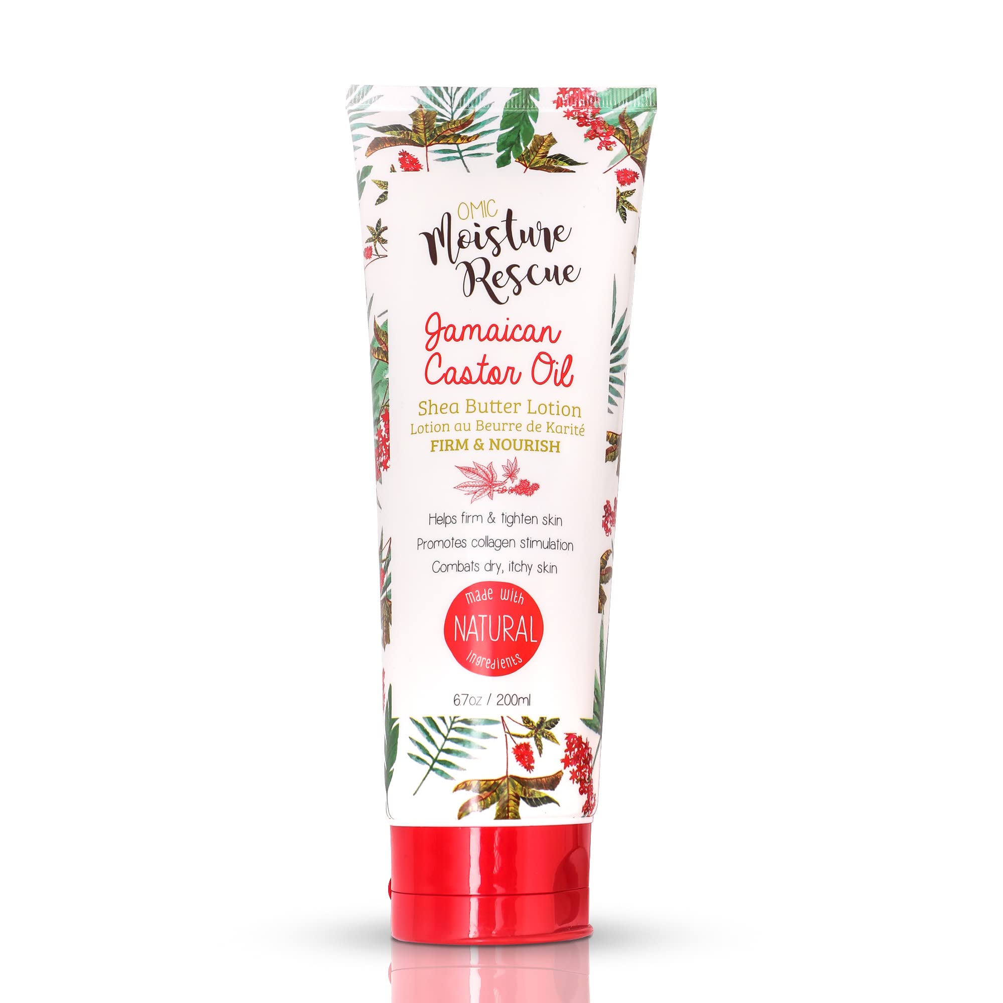 Omic Moisture Rescue Shea Butter Tube Lotion with Cocoa, 6.7 Fl oz / 200ml - Hydrating Lotion Helps With Eczema, Stretch Marks, and Improves Skin Elasticity for Body or Hand Cream