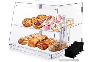 Old Canal Bakery Display Case, Pastry Display Case countertop 2 Tier Tray, Display Cabinet Box for Baking Enthusiasts, Acrylic Clear Boxes for Bread Pastry Desserts Food Cookie