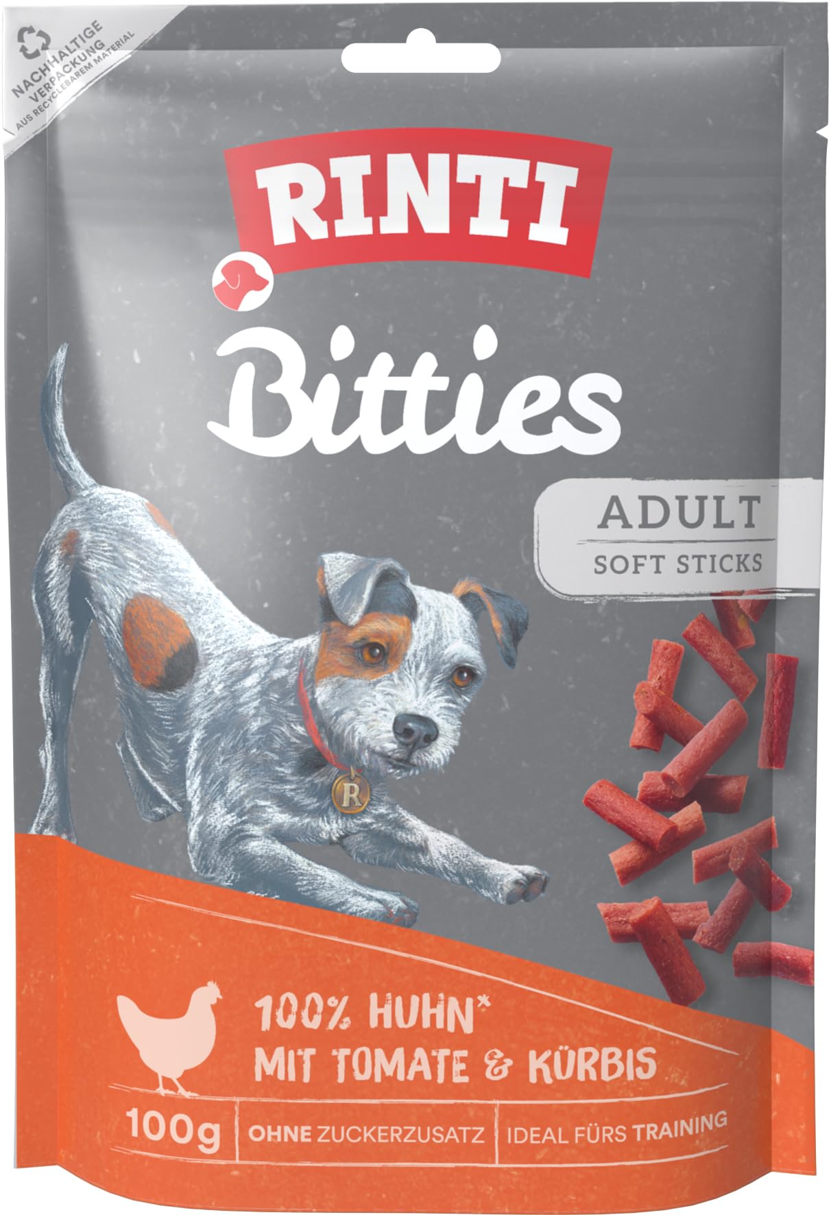 Rinti Dog Treats Extra Bitties Tomato & Pumpkin 100 g, Pack of 12 (12 x 100 g)