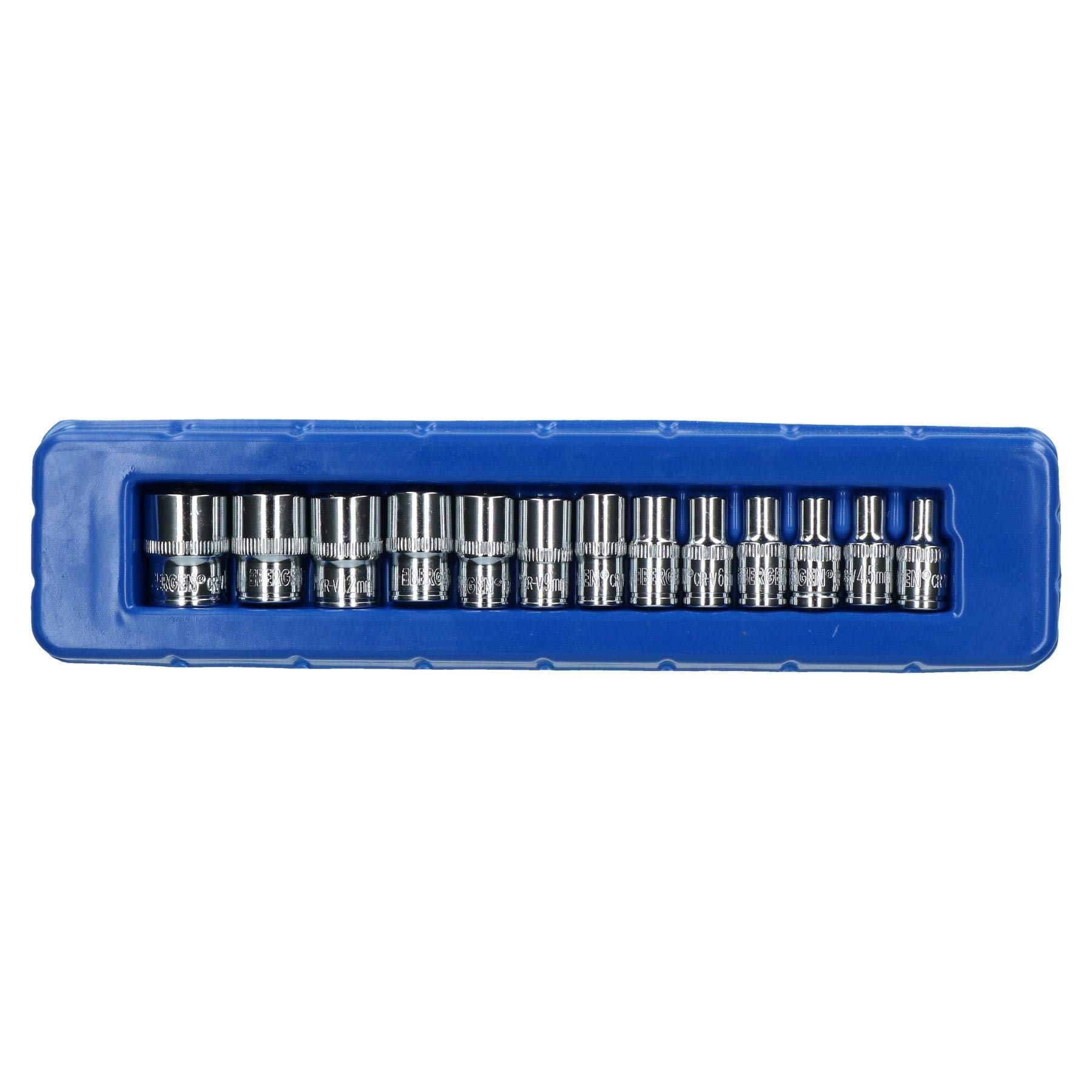 US Pro 13pc 1/4" Dr Shallow Sockets Metric 6 Point Socket CRV 4mm - 14mm New 2077