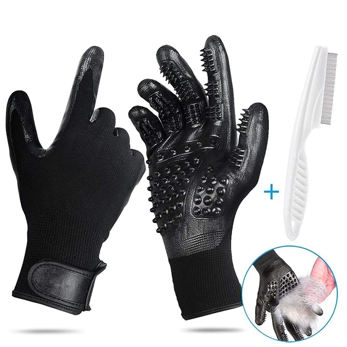 2Stk. Profi Fellpflege-Handschuh Bürste Givbro Haustier Massagehandschuh für Pferde Hunde Katzen Pet Grooming Gloves Fellwech