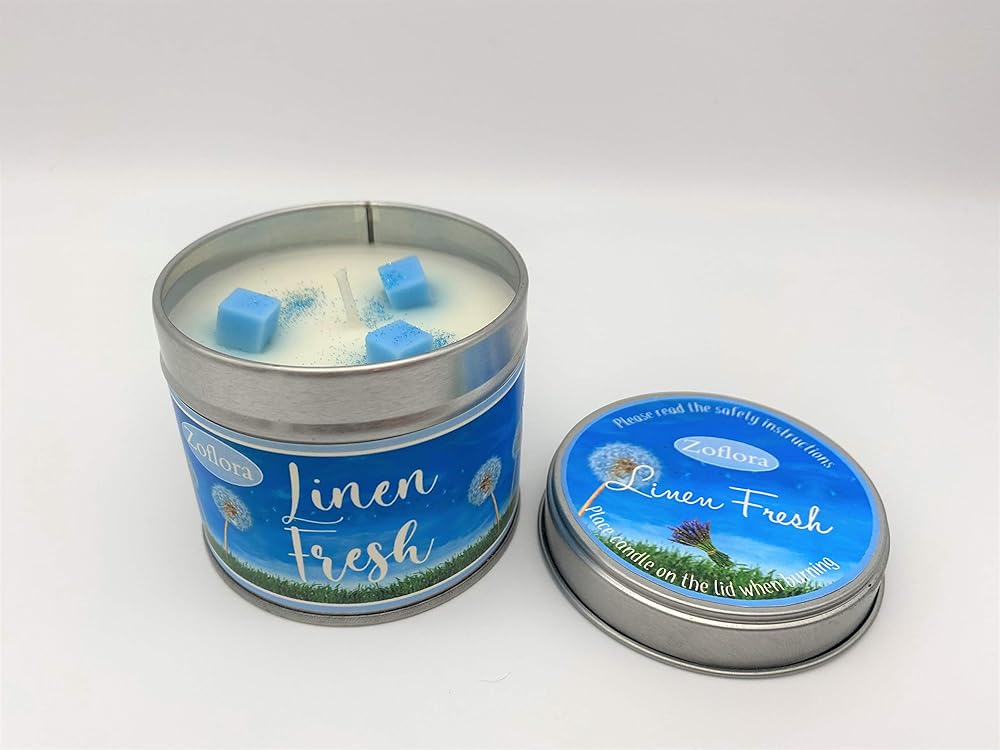 Zoflora Inspired Fresh Linen Scented Candle Tin Personalised Birthday