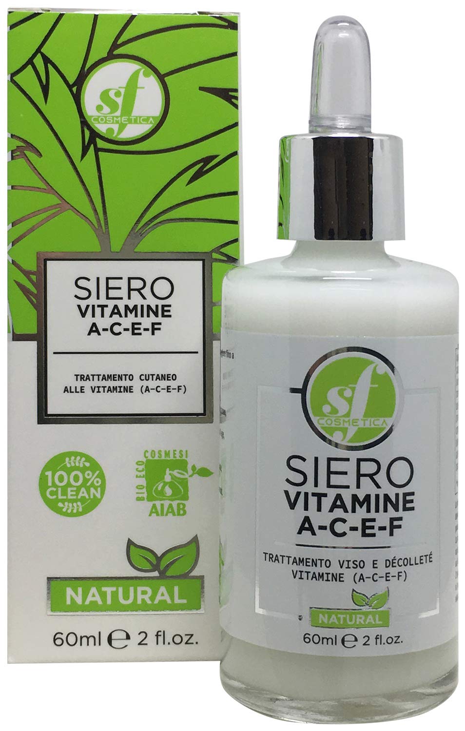 VITAMIN SERUM A-C-E-F NEW INNOVATIVE FORMULA VEGAN, PURE 100% WITH ALOE VERA BIO, MOISTURIZER, ANTI-AGE, CLEAN, MADE IN ITALY