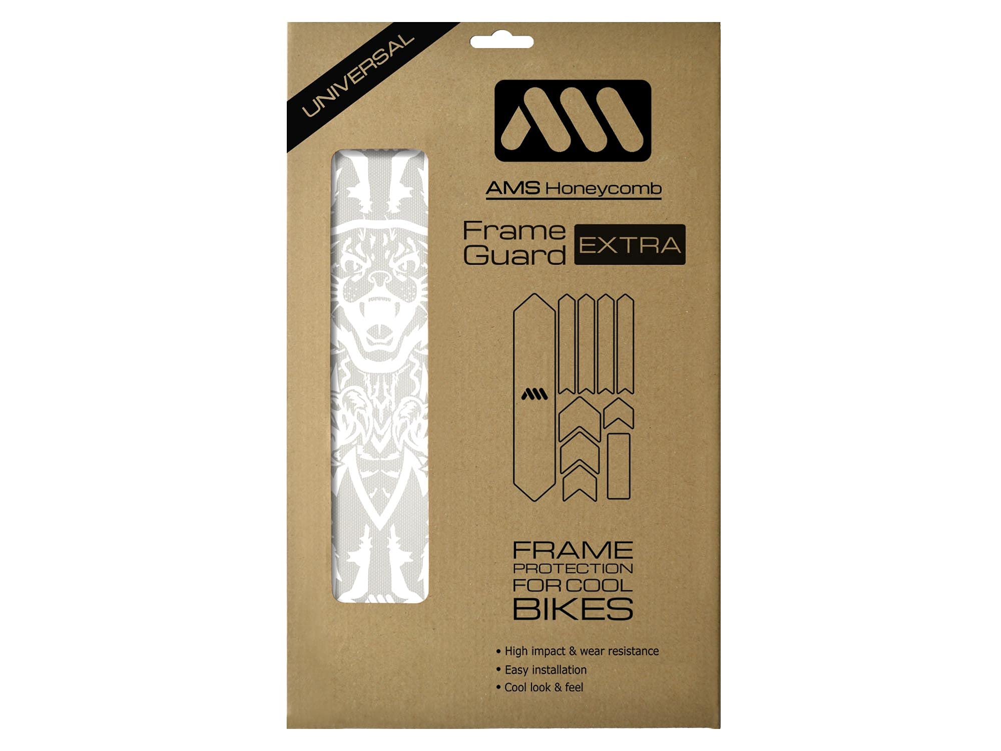 All Mountain Style AMS High Impact Frame Guard Extra – Protects your bike from scratches and dings, Kriss Kyle White