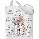 VeloKomo Bible Tote Bag for Women - Regalos Cristianos Para Mujer Spanish Christian Totes Watercolor Floral Grocery Handbags Work Shopping Travel Accessories Christmas New Year Birthday Gifts for Mom