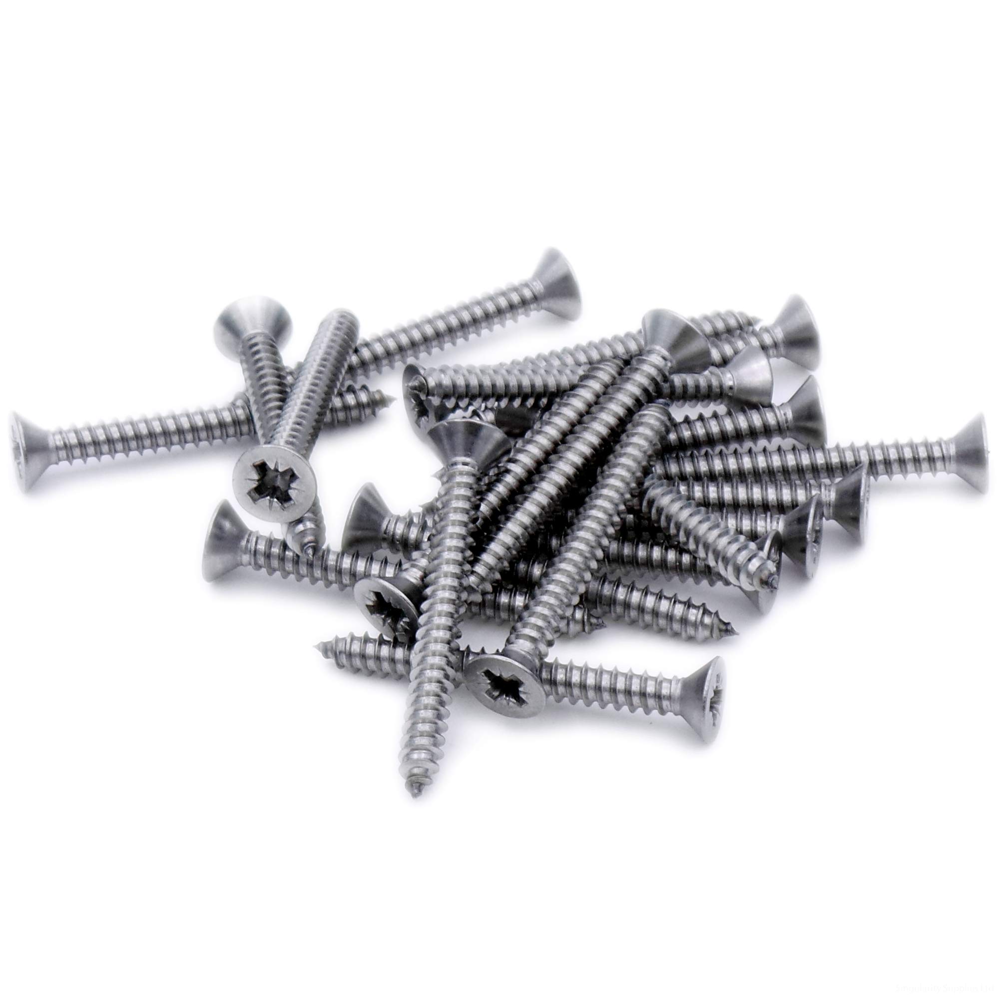 No.7 x 1.75 (3.9mm x 45mm) Pozi Countersunk Self-Tapping Screw - Stainless Steel (A2) (Pack of 20)