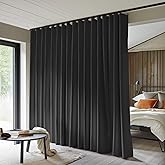MaKefeile Room Divider Curtains Total Blackout Privacy Curtain Panel Room Thermal Insulated Noise Reduction Curtains for Bedroom Window Living Room Ceiling Track Curtain W 8.3 ft × H 7 ft Black