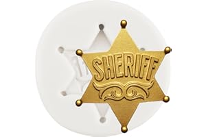 QDMOLDS Sheriff Badges Silicone Molds Police Badge Candy Mold for Cake Decoration Cupcake Toppers Fondant Chocolate Polymer C