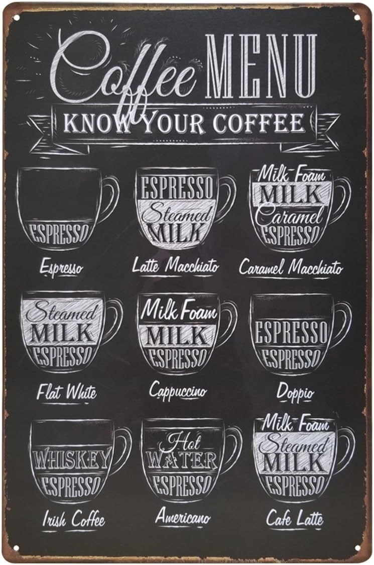 Amazon Co Jp ファン Fun ブリキ看板 カフェメニュー ポスター コーヒー インテリア カプチーノ アート ホーム キッチン