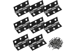 Hinges 8 Pcs 1.7 inch Door Hinges Black Hinges Penture De Porte Noir Small Hinge with 48pcs Screws Stainless Steel Butt Hinge