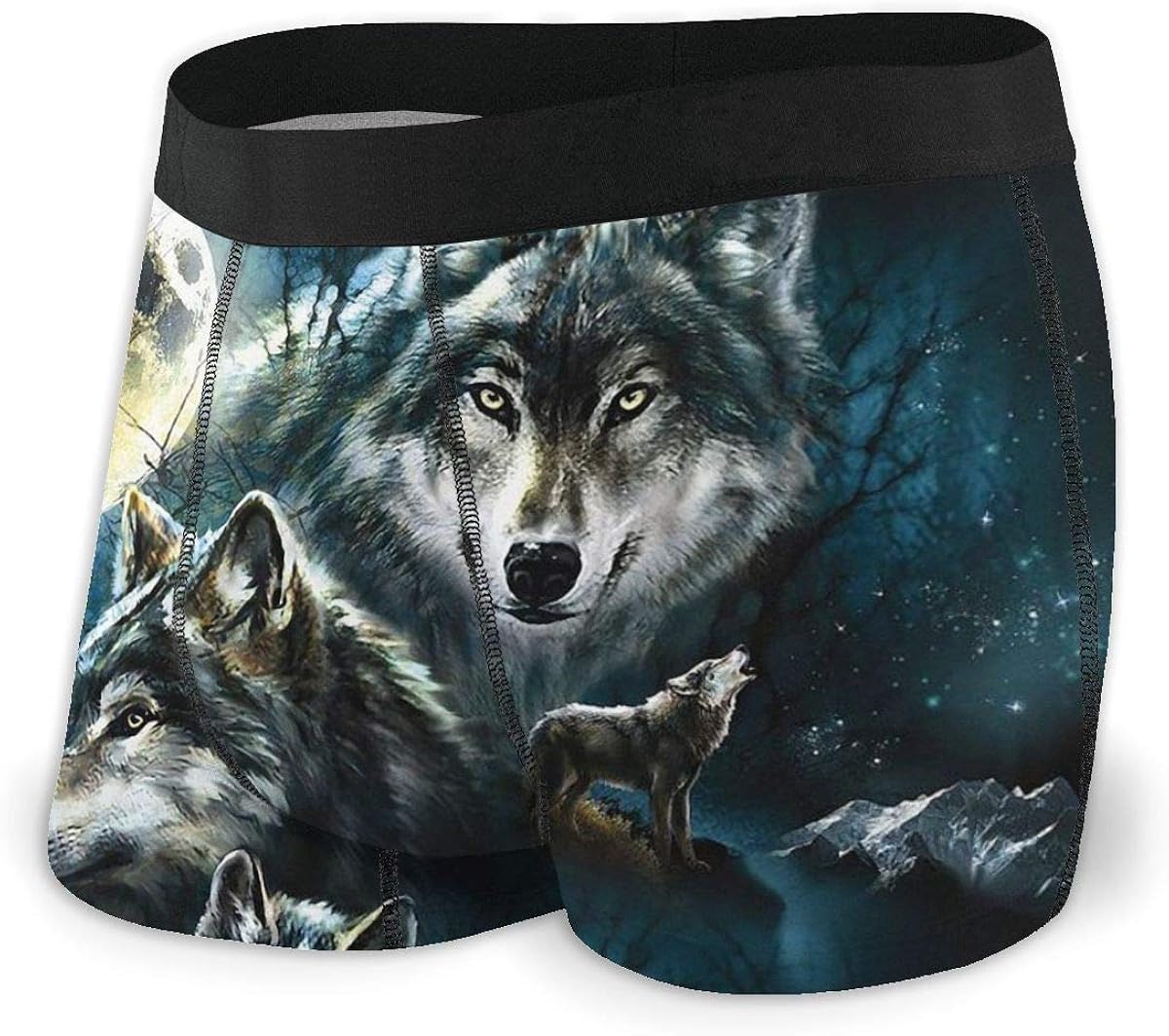 Men's Boxer Briefs Moon Night Wolf Family Boxer Briefs for Men Durable Comfortable Soft Briefs