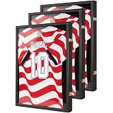 Odjaraye Large Jersey Frame Display Case Jersey Shadow Box Black 3PC | Wall Mounted, UV Protection,Wood, Fits Football Baseball Basketball Hockey Soccer Uniform T-Shirt, 31'x24',Lockable