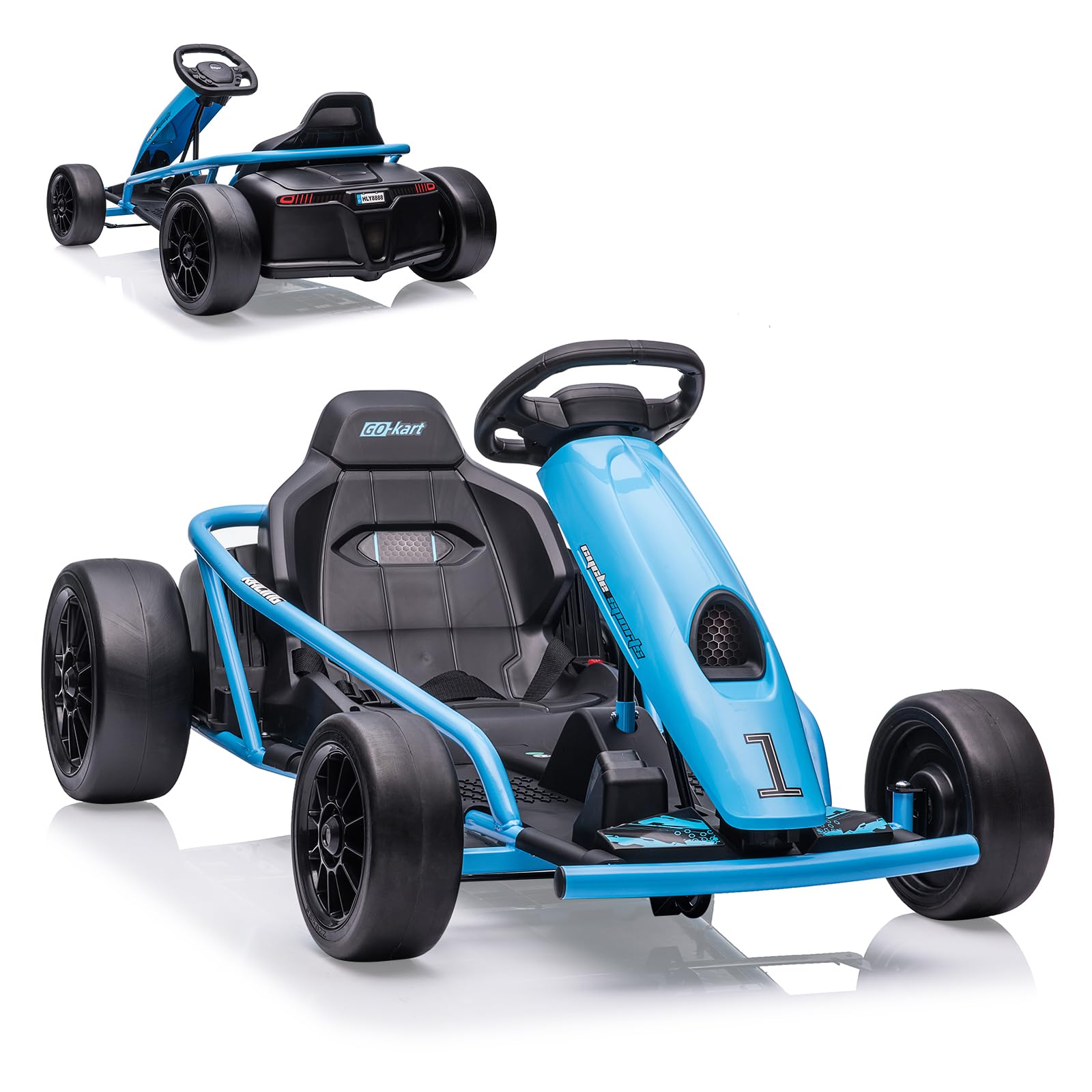 Photo 1 of ***only reference***24V 8.1 MPH Electric Go Kart for Kids 8-14 Years, 300w*2 Extra Powerful Motors, Max Load 180Lbs Outdoor Ride on Toy for Teens, Music, Drifting Tires& Spacious Seat, Blue
