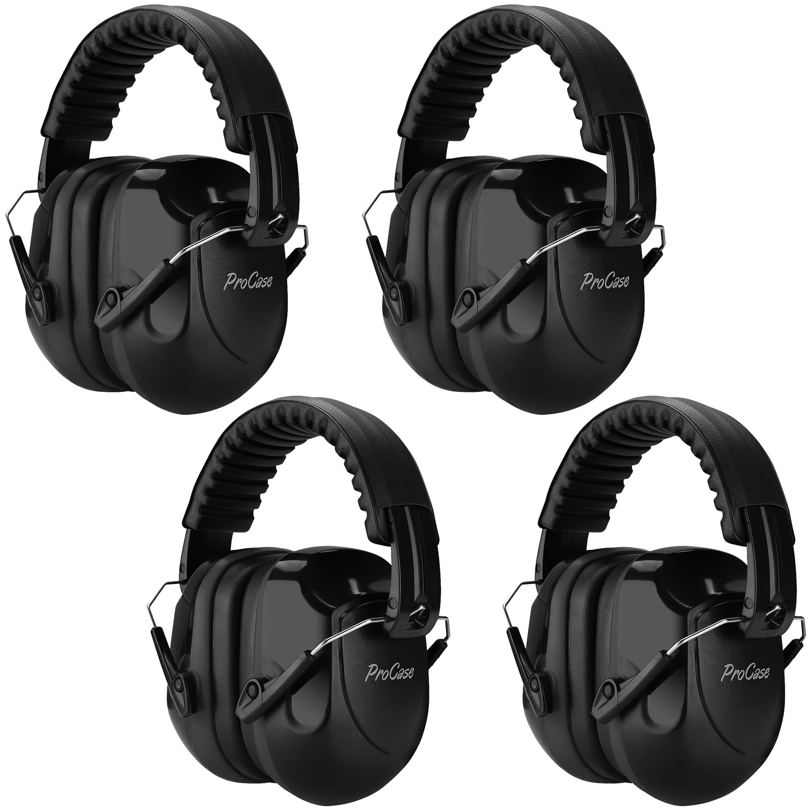 ProCase Ear Defenders Adults, NRR 28dB Noise Cancelling Headphones for Autism Kids Children, Hearing Protection Earmuffs, Sensory Headphones for Shooting Construction Mowing -4 Packs, Black