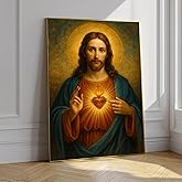 Eysintum Sacred Heart of Jesus Wall Art Christian Canvas Print Religious Home Decor Catholic Picture for Bedroom Living Room Prayer Room Ready to Hang 16x24in