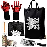 BBQ Gifts for Men - 5PCS Grilling Gift Set with BBQ Blanket for Resting Meat, Apron, Heat Resistant Gloves, Grill Basket & Brush, Funny Father’s Day, Christmas & Birthday Gift for Dad, Husband