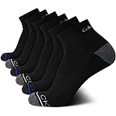 Calvin Klein Mens Quarter Socks - 6 Pack Breathable Cushion Athletic Quarter Length Ankle Socks for Men for Running & Workout