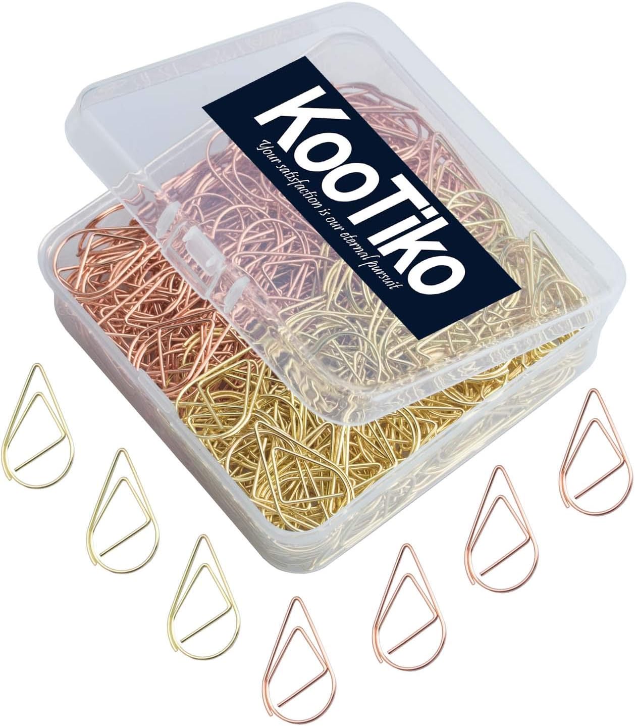 Gold and Rose Gold Cute Paper Clips Set, 300 Pcs Smooth Stainless Steel Tear-Shaped Wire Paperclips Small for Office Supplies Wedding Women Girls Kids Students Paper Document Organizing