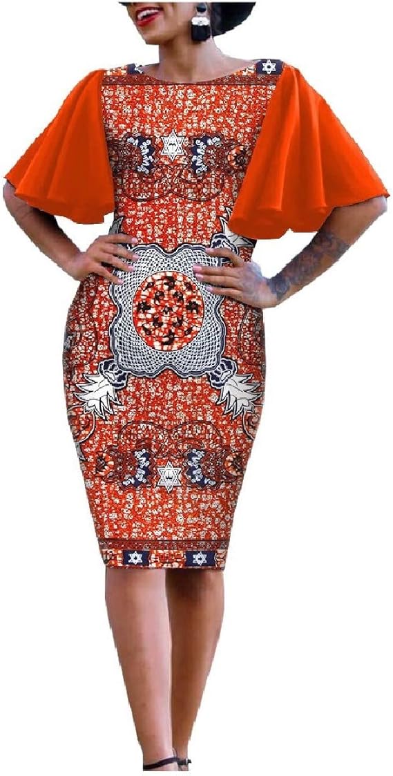 Amazon Yaxinhe レディースラッフルスリーブプレミアムパーティー特大アフリカドレス ワンピース チュニック 通販