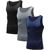 HIBETY Men's 3 or 5 Pack Sleeveless Compression Tank Top, Base Layer Cool Dry Compression Shirts Muscle Gym Tank Tops