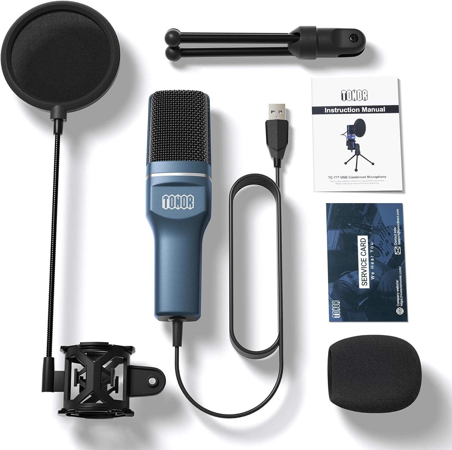 USB Gaming Microphone, TONOR Computer Condenser PC Mic with Tripod Stand & Pop Filter for Streaming, Podcasting, Vocal Recording, Compatible with iMac PC Laptop Desktop Windows Computer, TC-777: Home Audio & Theater