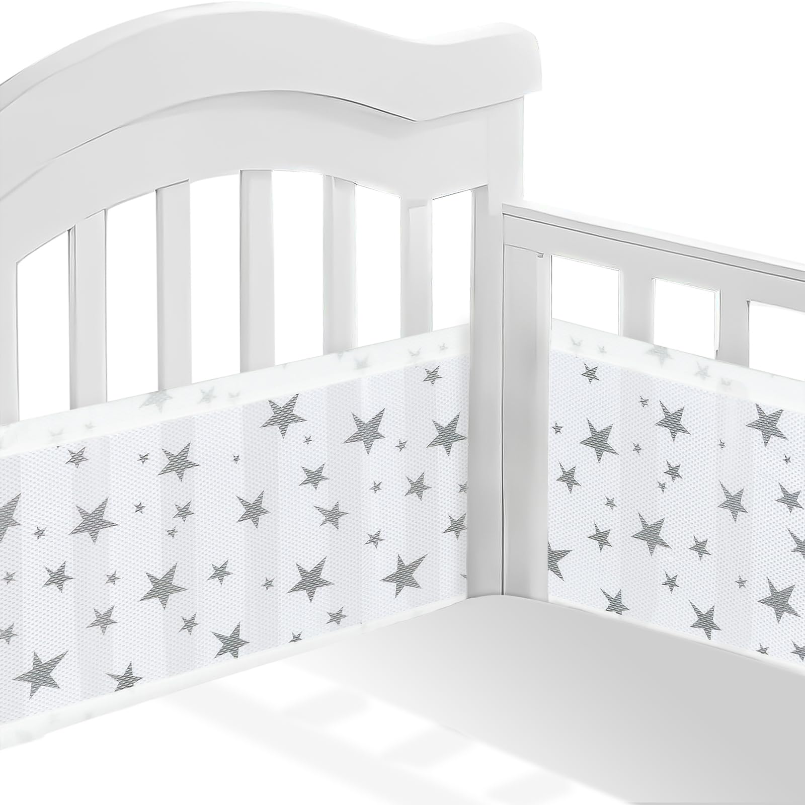 Sour Lemon Breathable Mesh Liner For Cot Beds 2 PCS baby Crib surrounds Breathable Cot surrounds, Cot surrounds for Cot Bed, Baby Crib Encloses Anti Airflow 3D Mesh Lining — image 1
