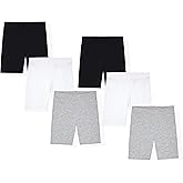 Dreamstar Girls Biker Shorts 6 Pack,Soft Cotton Blend, Pull Onstyle, Assorted, Printed,Solid, Comfortable Everyday Shorts