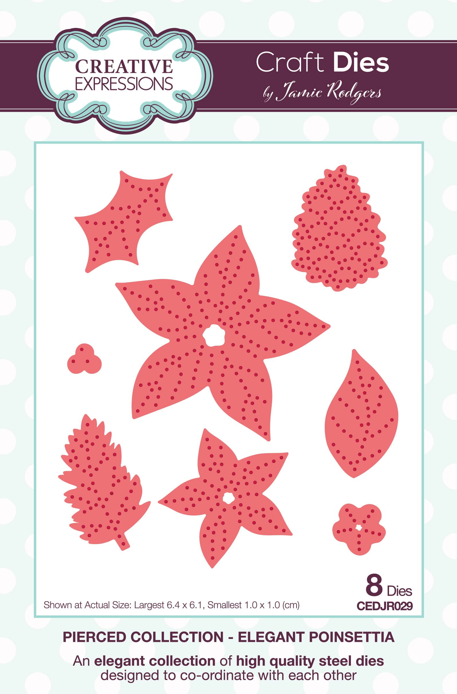 Creative Expressions Jamie Rodgers-Pierced Elegant Poinsettia-Craft, Metal, Die Size Largest die 6.4 x 6.1 cm