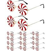 Gemscream 12 Pairs Christmas Sunglasses for Women Red and White Candy Sunglasses Christmas Eyewear Party Favors for Holiday Party Photo Booth Game Supplies