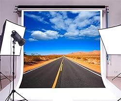 AOFOTO 8x8ft Desert Road Backdrop Historic Route 66