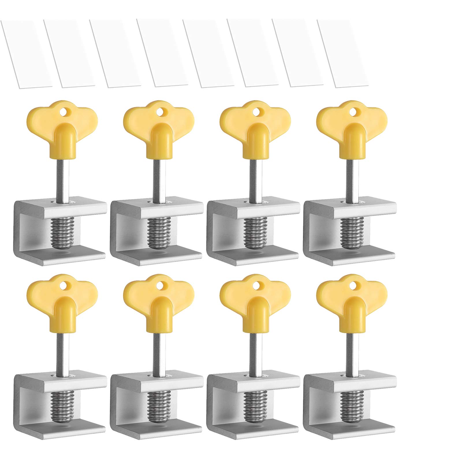 8 Sets Sliding Wndow Locks, Kamtop Window Stopper, Adjustable Child Safety Lock with Key, Security Aluminum Alloy Single Hole Window Restrictors Locks for Windows Door Home and Office