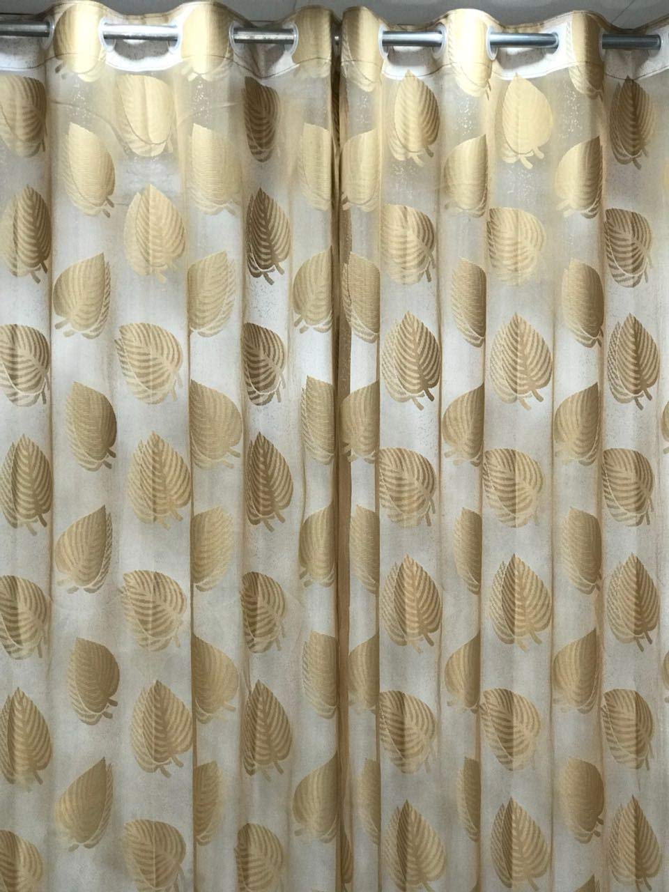 Buy Shivaay Homes Net Tissue Leaf Print Design Door Curtains Pack