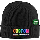 KMITBPN Personalized Beanie Hats Add Text Logo Photo Custom Cuffed Knit Hat Fun Warm Xmas Gifts for Women Men 6 Colors