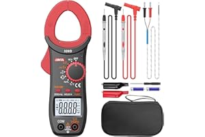 BINTA Digital Clamp Meter 6000 Counts with Alligator Clips, Amp Clamp Multimeter with 600A AC/DC Current AC/DC Voltage TRMS NCV Auto Range, Measures Temperature Continuity Resistance Diodes