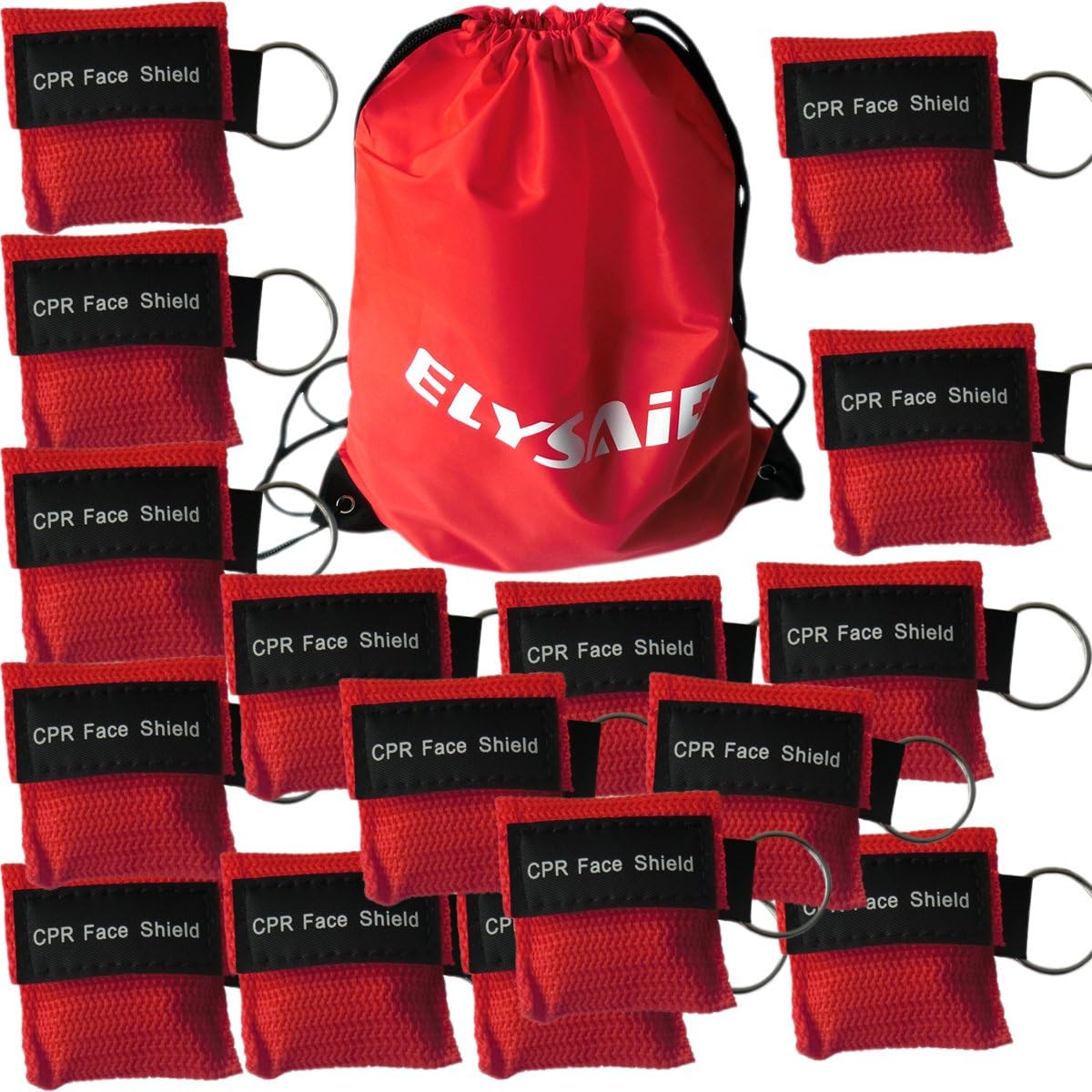 100pcs/lot Red CPR Barrier with Keychain CPR Face Shield for AED First Aid: Health & Personal Care