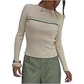 Milumia Women's Striped Crew Neck Sweater Long Sleeve Ribbed Knit Casual Tee Shirts